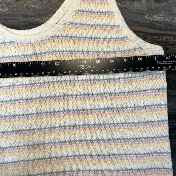 Loft Womens Knit Top Large Striped Sleeveless Stretch Colorful Comfort Soft - Picture 6 of 8